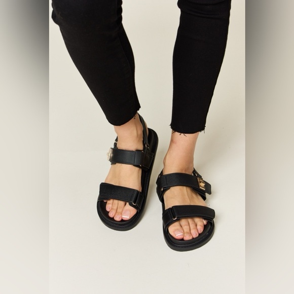 WILD DIVA Velcro Double Strap Slingback Sandals - Picture 1 of 7